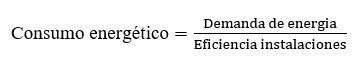 formula consumo energetico que depende de la demanda y la eficiencia